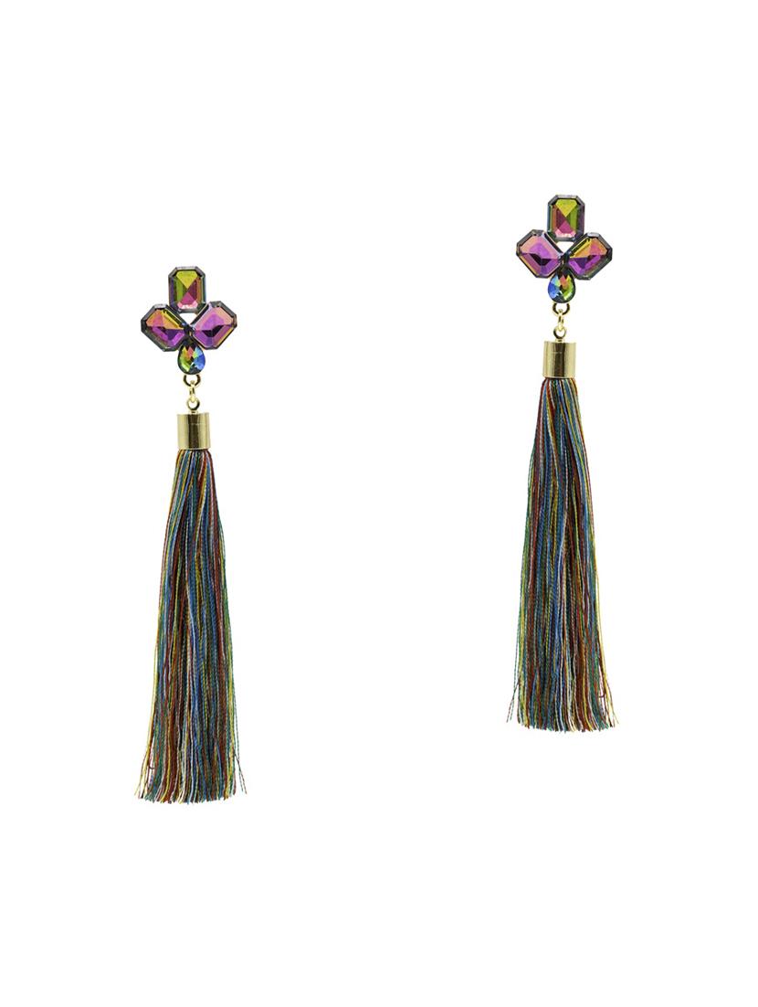 multi colored gold plated drop earring - 16607469 - Zoom Image - 0