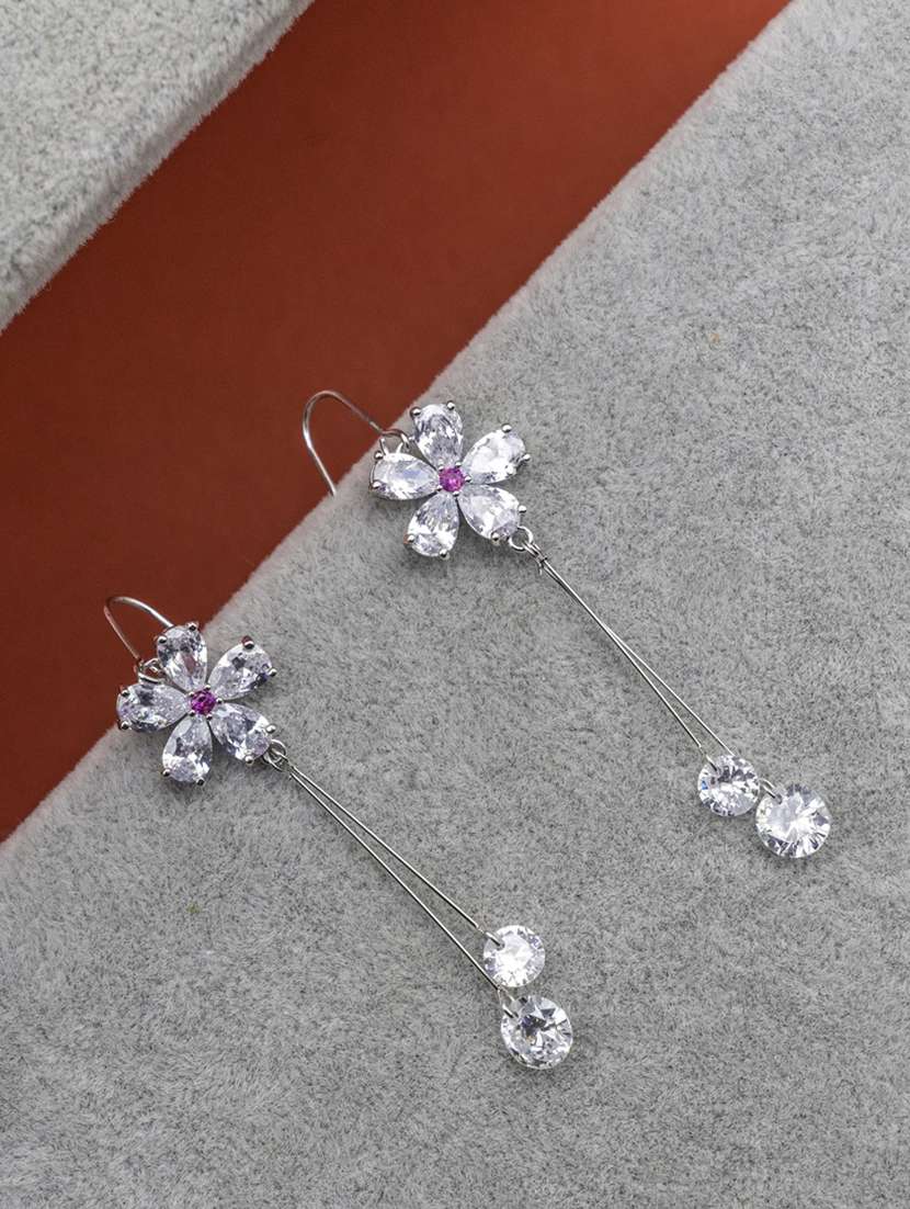 red silver plated drop earring - 16607503 - Zoom Image - 0