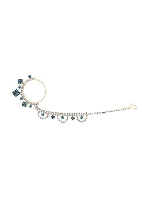blue gold plated naath nose pin - 16607657 - Standard Image - 0