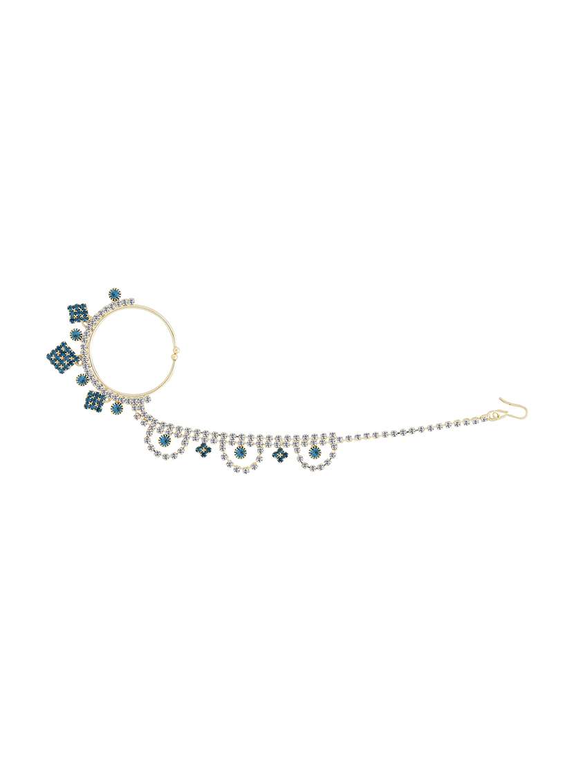 blue gold plated naath nose pin - 16607657 - Zoom Image - 0