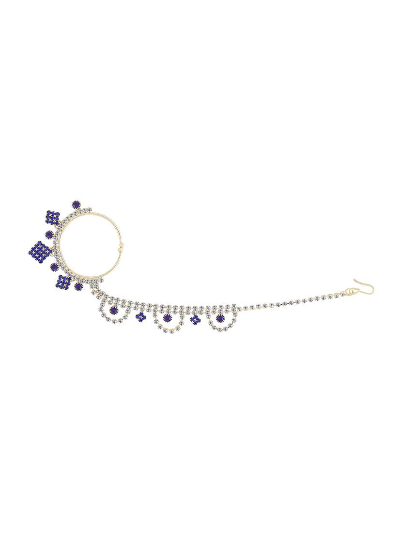 blue gold plated naath nose pin