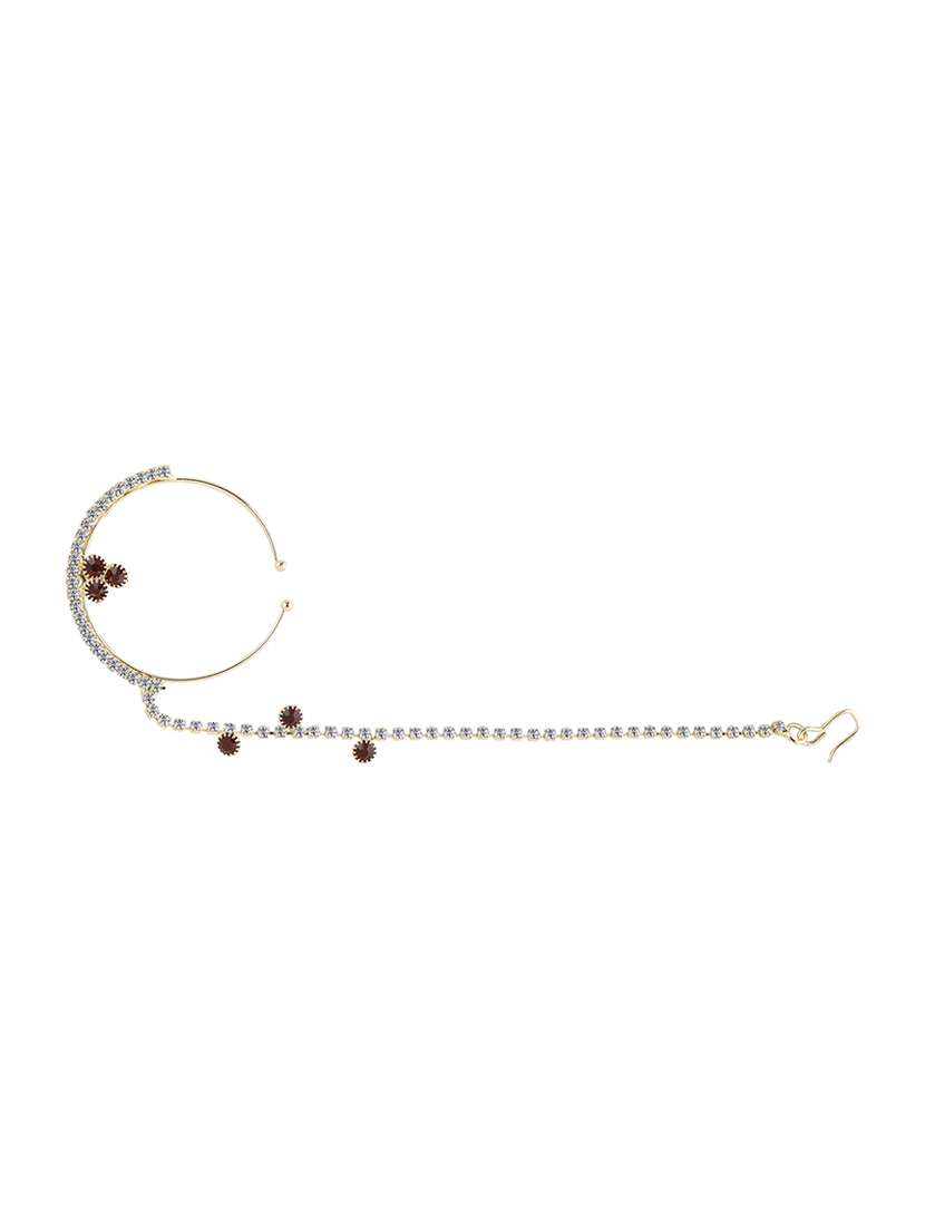 maroon  gold plated naath nose pin - 16607665 -  Zoom Image - 0