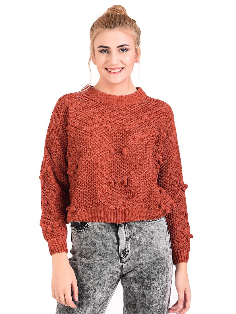 crew neck pom pom embellished pullover - 16608696 - Zoom Image - 0
