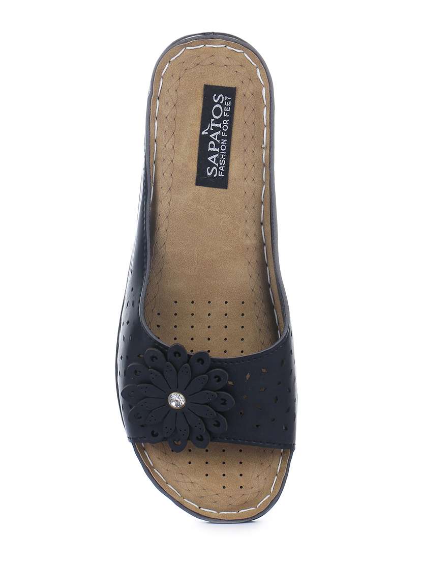 navy slip on wedges - 16610576 - Standard Image - 3