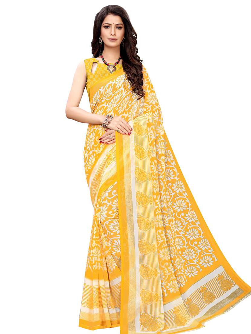 floral printed saree with blouse