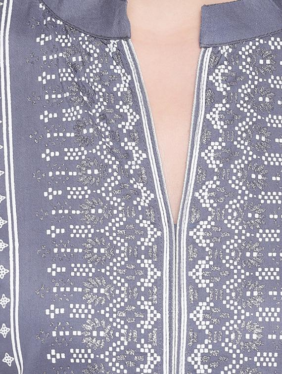 printed straight kurta with palazzo set - 16612394 - Standard Image - 3