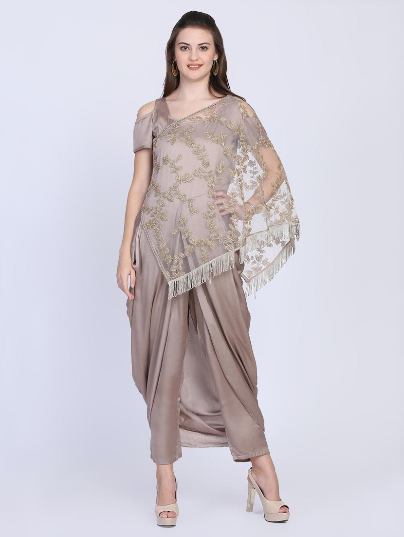 embroidered cowl asymmetric set - 16614908 -  Zoom Image - 0