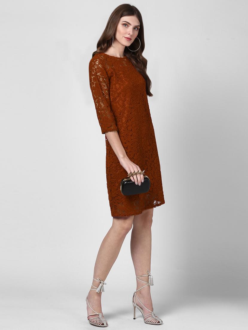 round neck laced sheath dress - 16616437 -  Zoom Image - 0