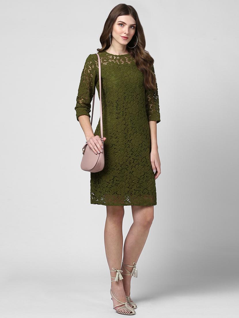round neck laced sheath dress - 16616438 -  Zoom Image - 0