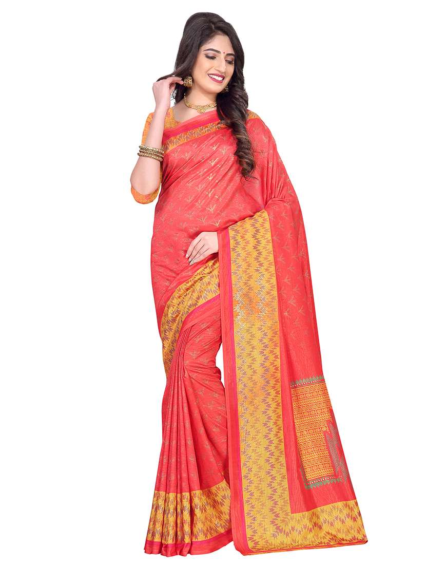 bordered printed saree with blouse