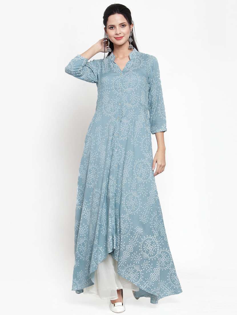 printed high-low anarkali kurta