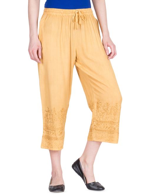 beige rayon straight tapered pant - 16618568 - Standard Image - 0