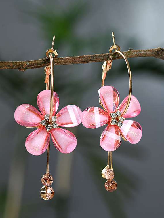 pink metal hoop earring