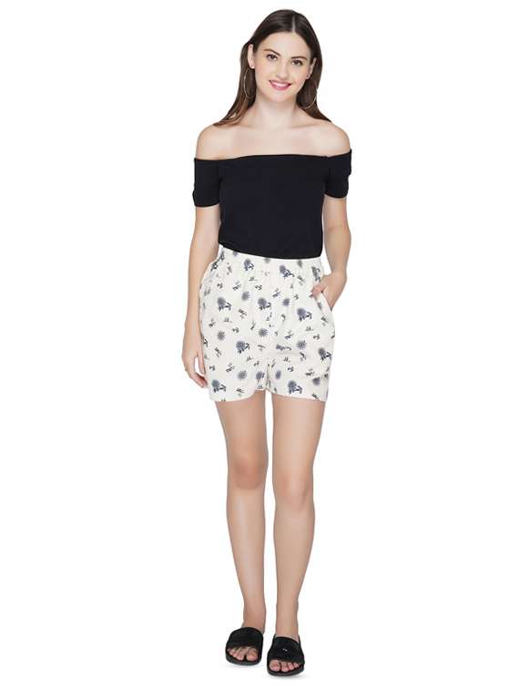 high rise printed shorts - 16619087 - Standard Image - 3
