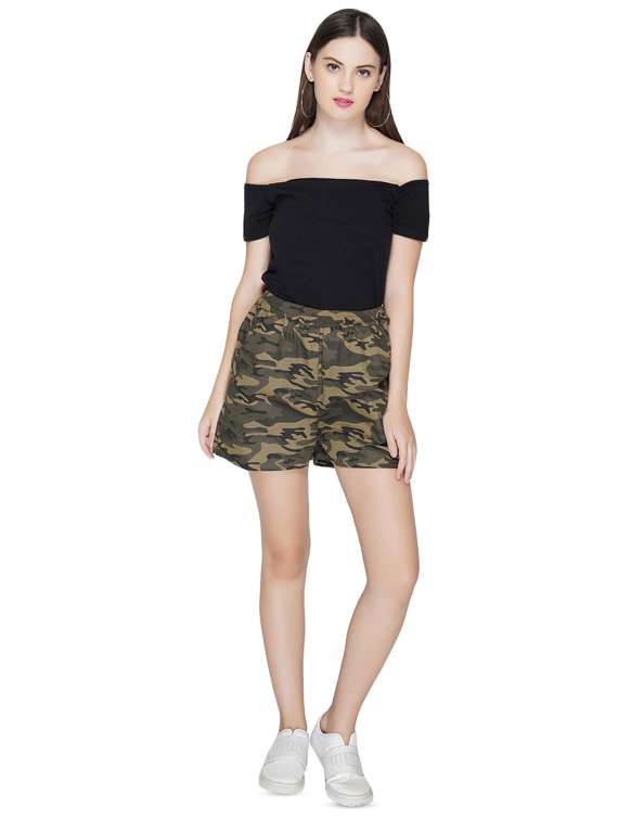 high rise camouflage shorts - 16619088 - Standard Image - 3