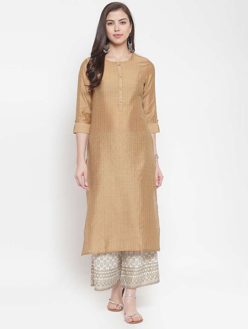 solid silk straight kurta