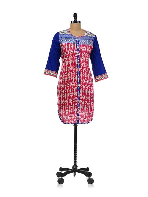 Ikat Print Button Down Kurta - Global Desi