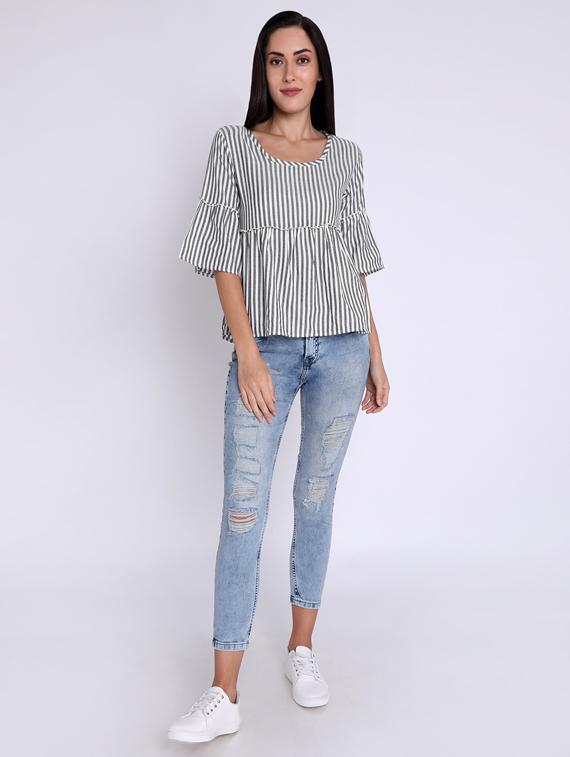 women's peplum round neck top - 16631900 - Standard Image - 3