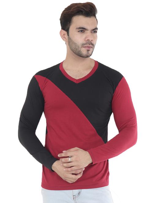 black color block cut & sew t-shirt - 16633123 -  Standard Image - 0