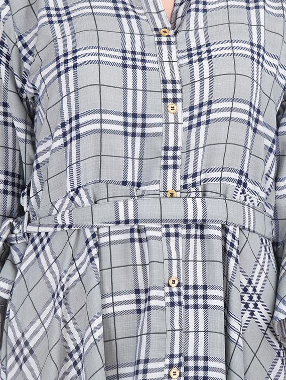checkered asymmetric ethnic dress - 16633943 - Standard Image - 3