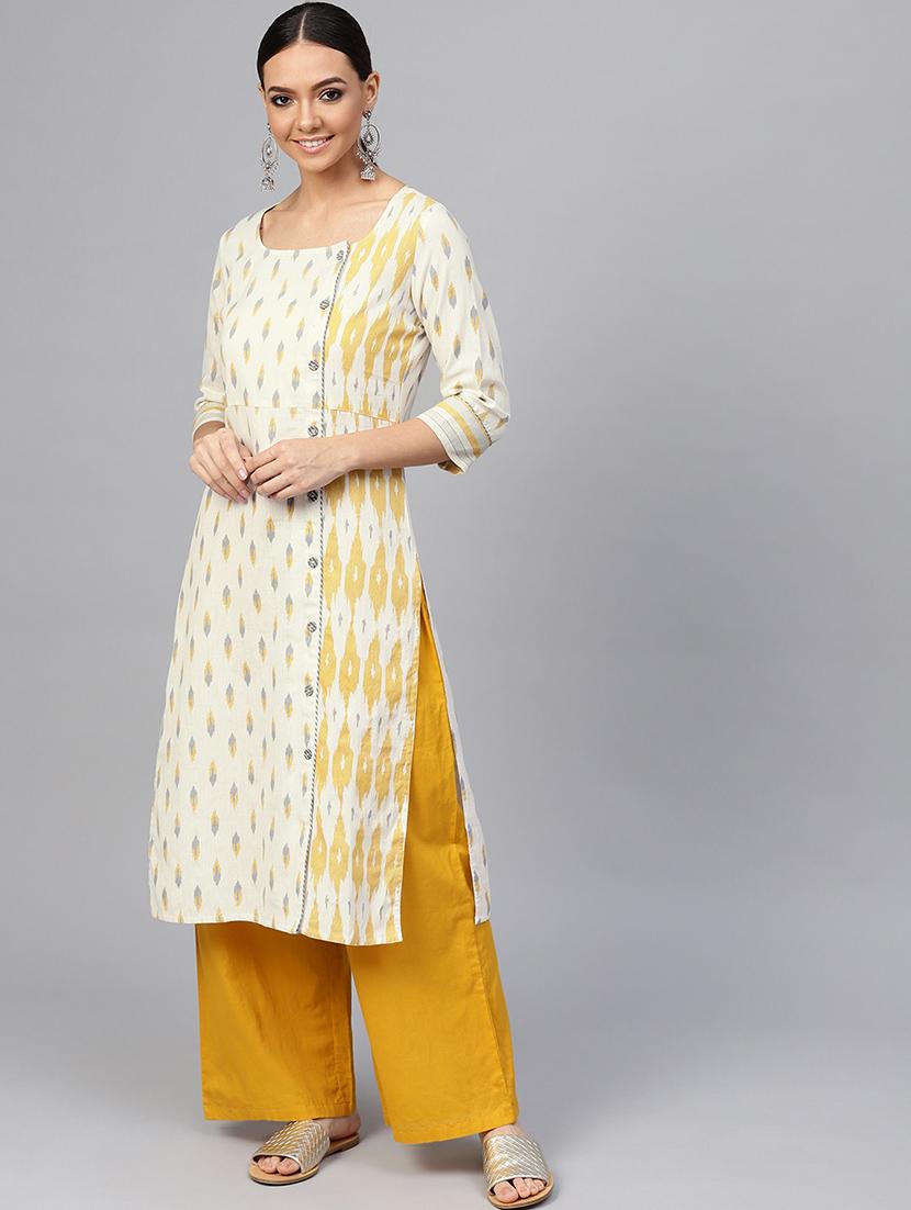 ikat print straight kurta - 16634735 - Zoom Image - 0