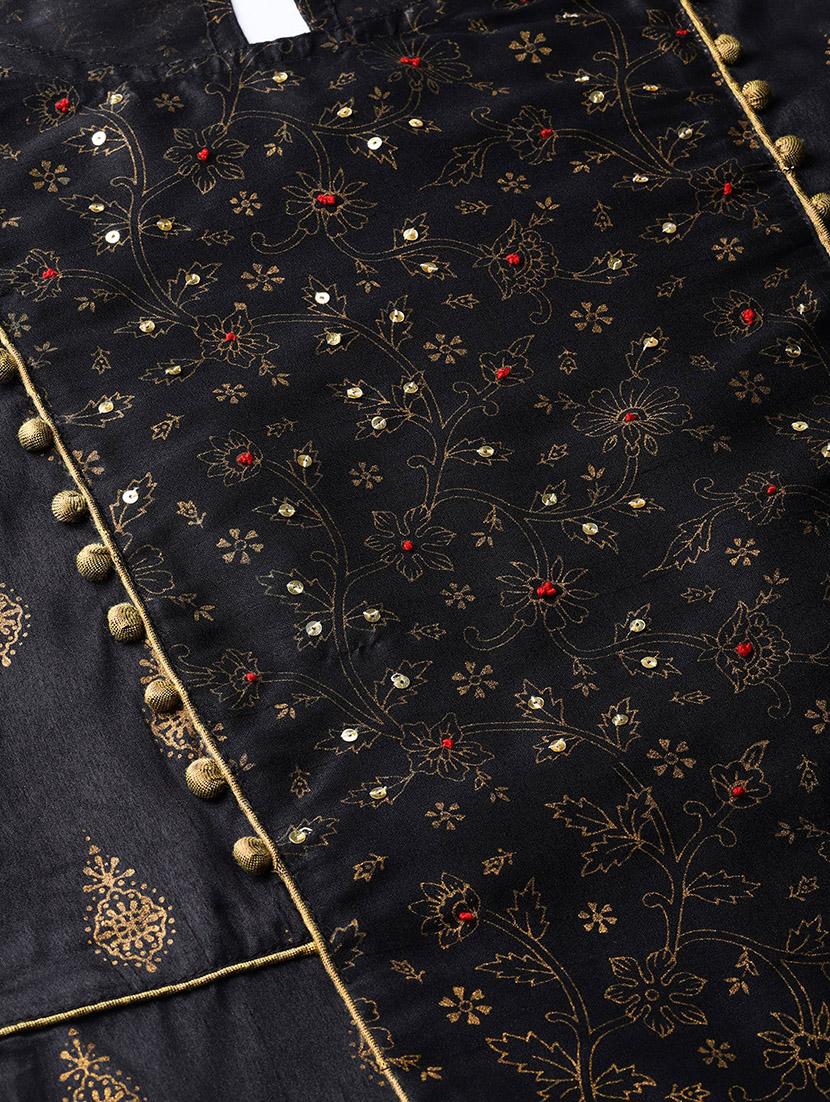 gold print a-line kurta - 16634736 - Standard Image - 3