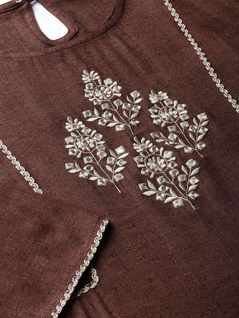 embroidered asymmetric kurta - 16634742 -  Standard Image - 3