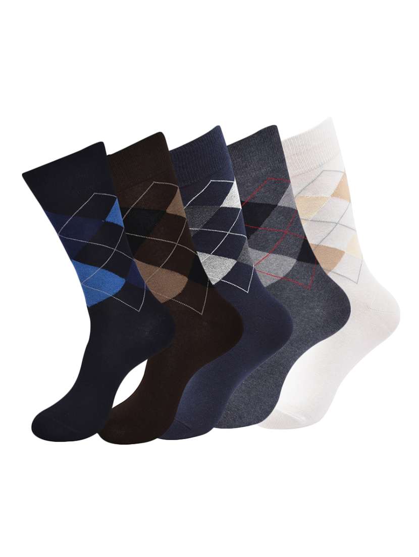 men pack of 5 printed above ankle length socks