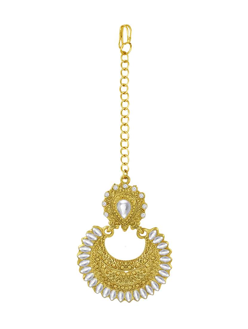 gold metal maang teekas & passa