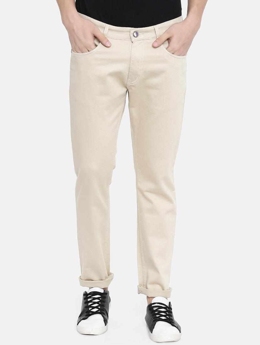 beige solid jeans - 16636881 -  Zoom Image - 0