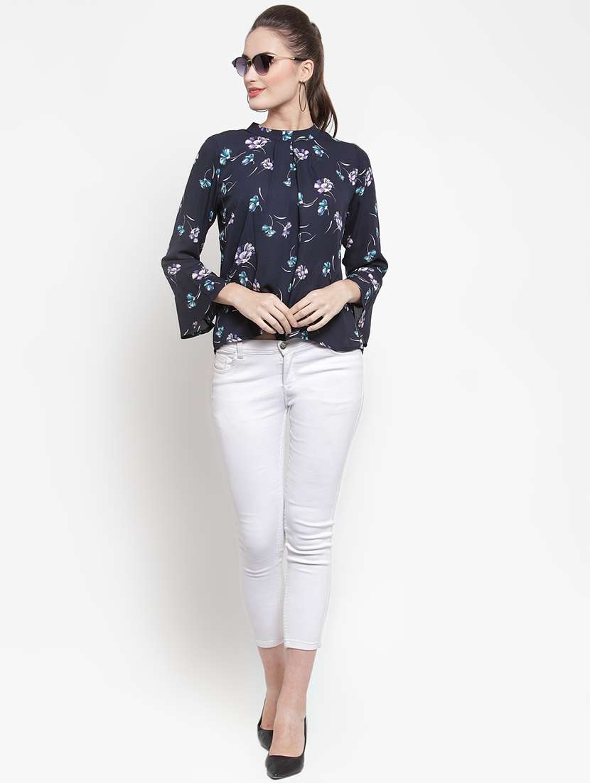 mock neck floral top