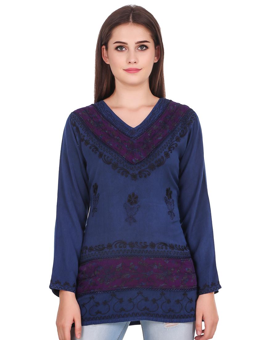 tie back embroidered tunic - 16640206 - Zoom Image - 0