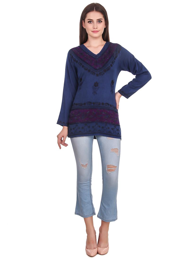 tie back embroidered tunic - 16640206 - Standard Image - 3