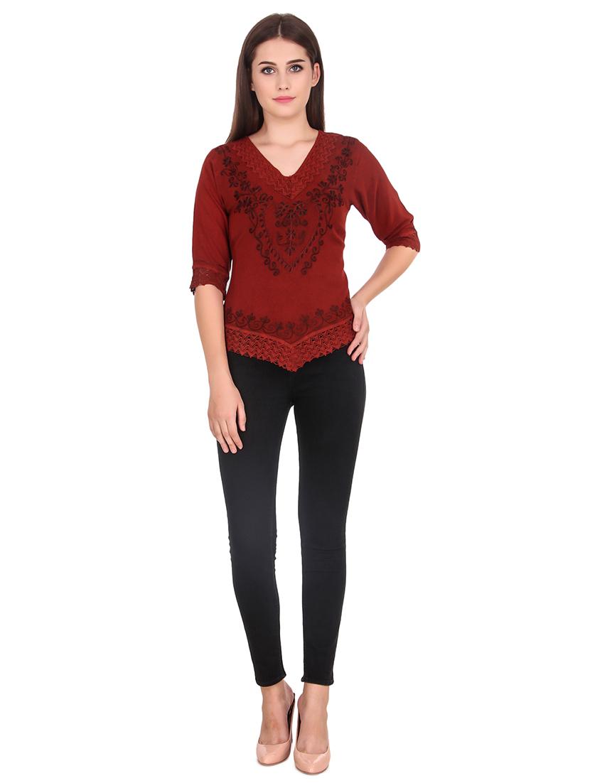 lace detail tie & dye top - 16640208 - Standard Image - 3