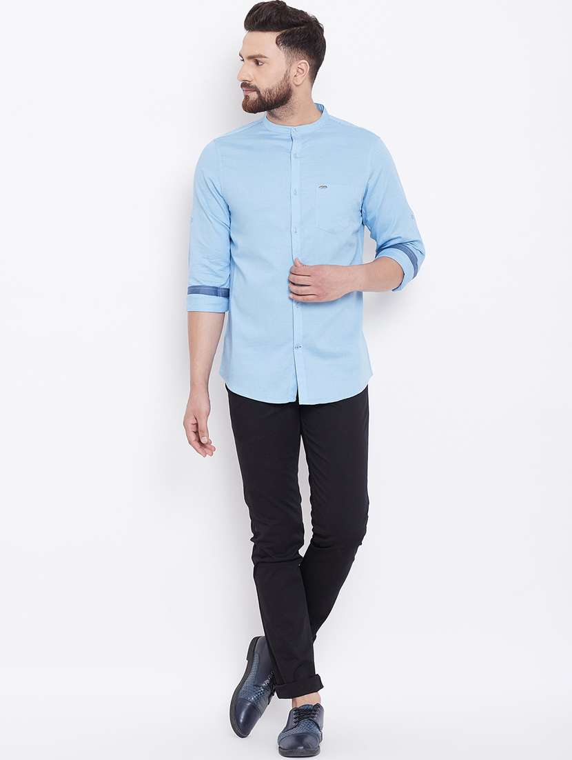 light blue linen casual shirt - 16640412 -  Zoom Image - 0