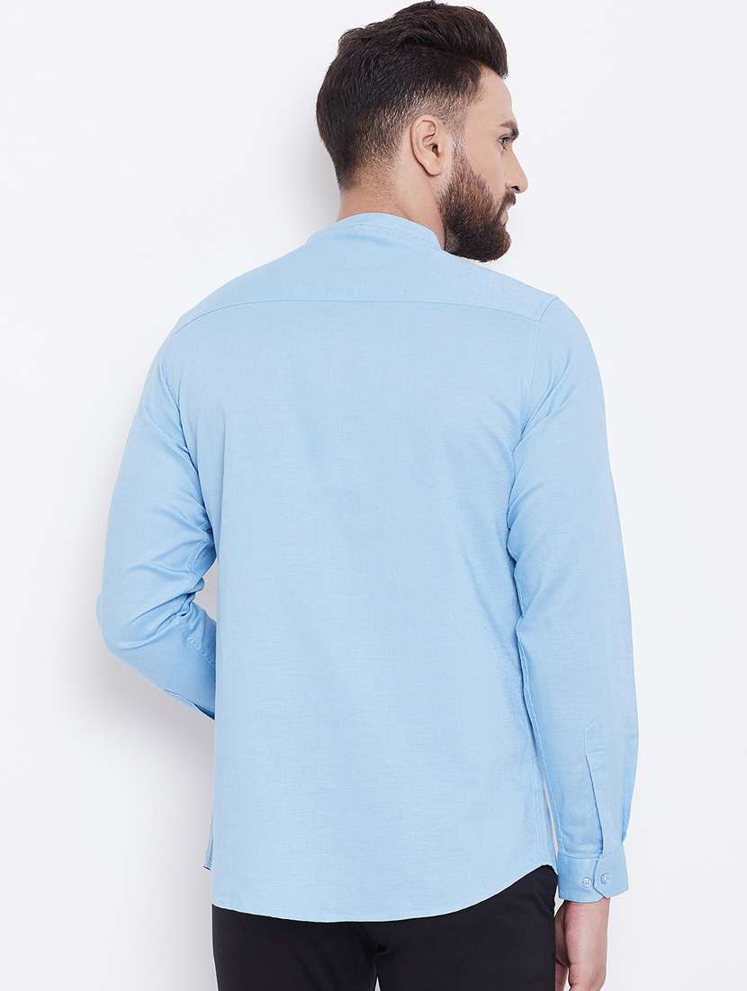 light blue linen casual shirt - 16640412 - Standard Image - 3