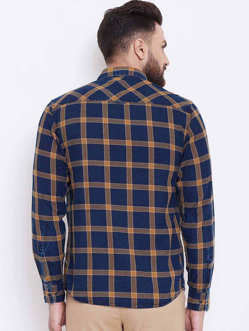 yellow checkered casual shirt - 16640429 - Standard Image - 3