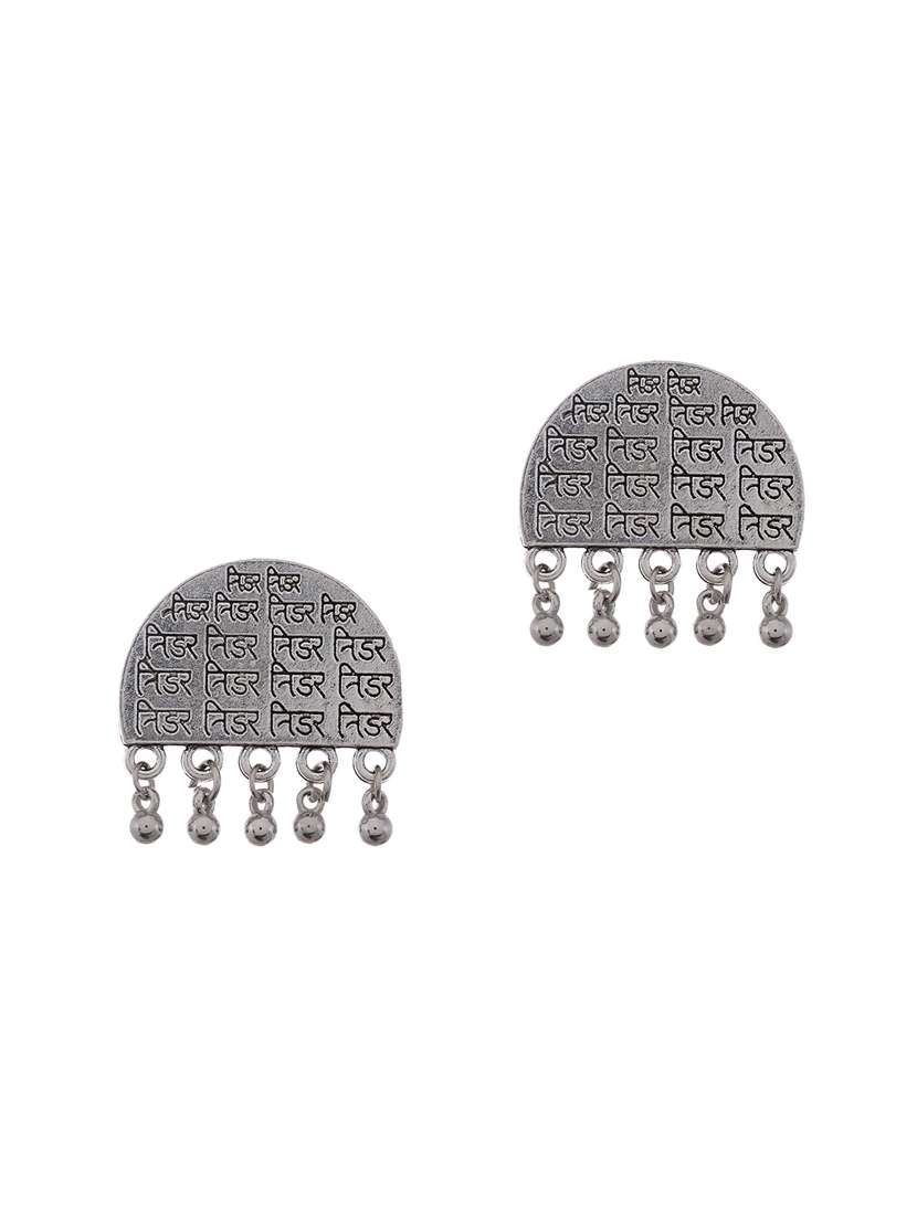 silver metal earring - 16641444 -  Zoom Image - 0