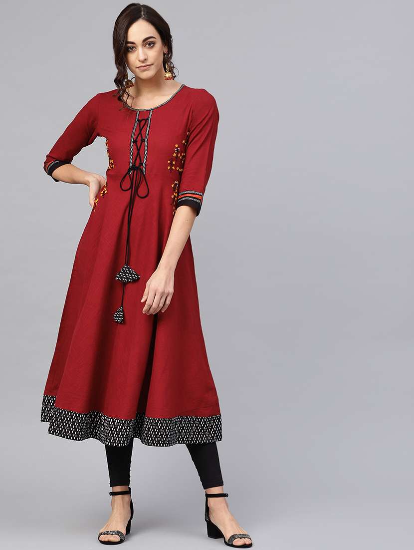 hand embroidery anarkali kurta