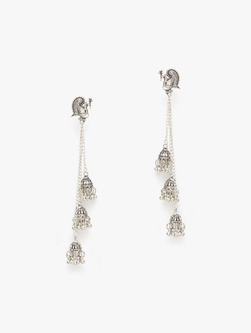 silver metal jhumka earring