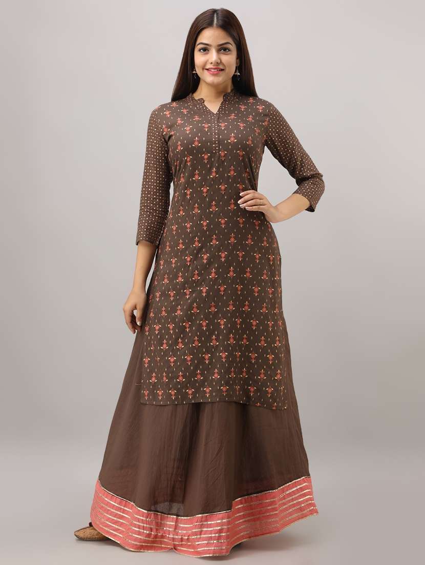 printed kurta skirt set