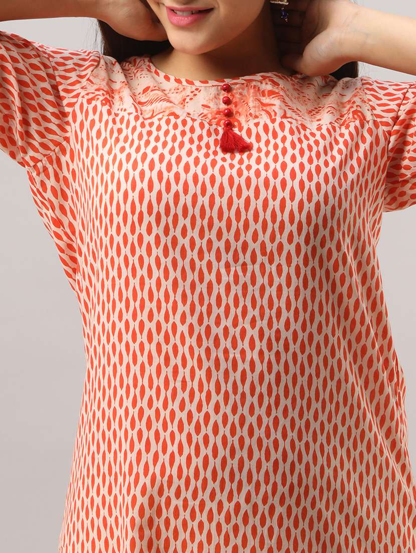 printed a-line kurta - 16642287 - Standard Image - 3