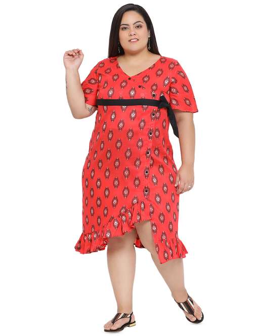 women's asymmetric bandhani dress - 16642941 - Standard Image - 0