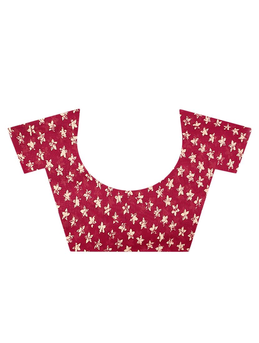 women's printed red colored saree with blouse - 16645997 - Standard Image - 3