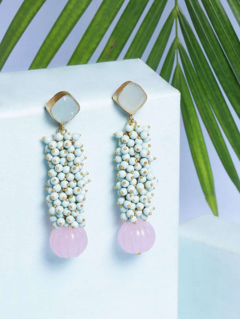 pink brass drop earring