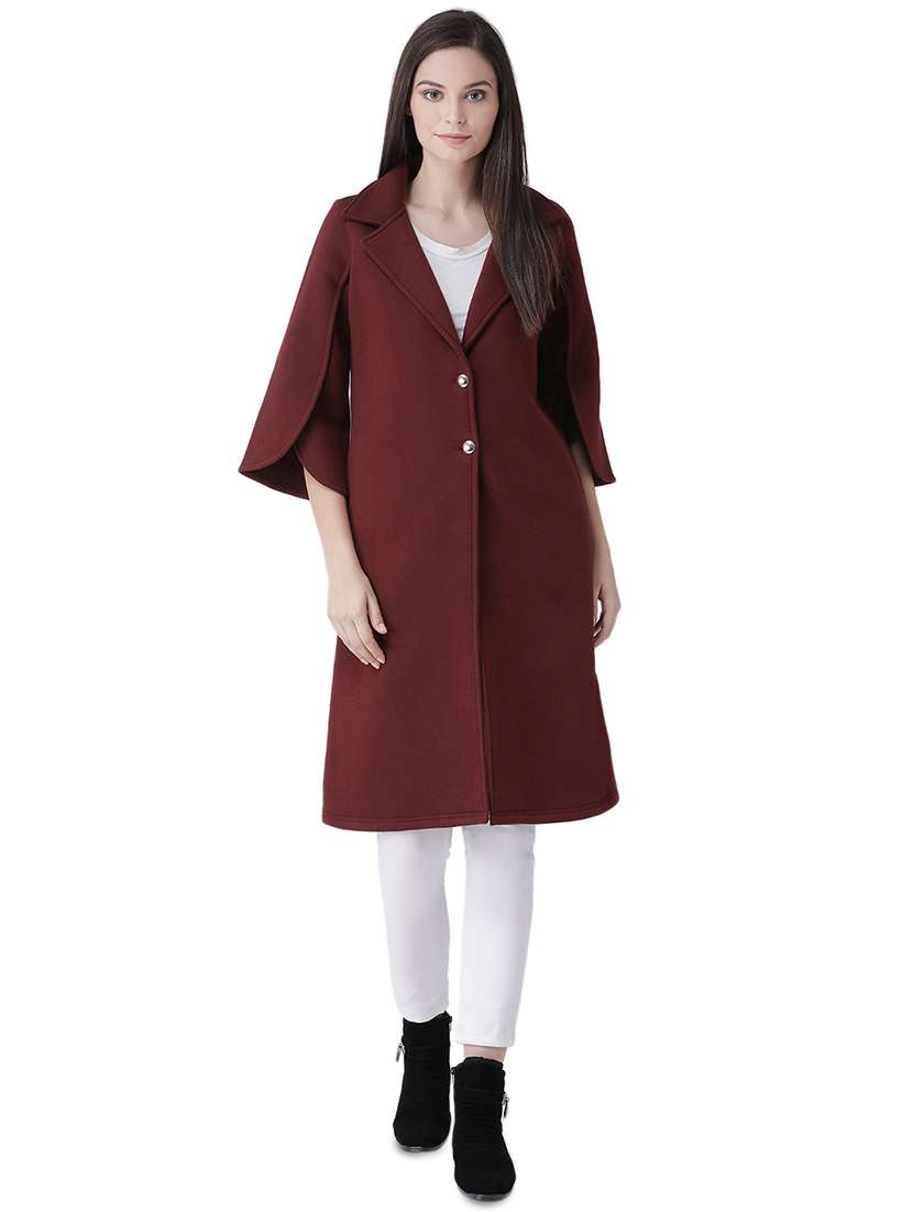 tulip sleeved lapel neck long coat
