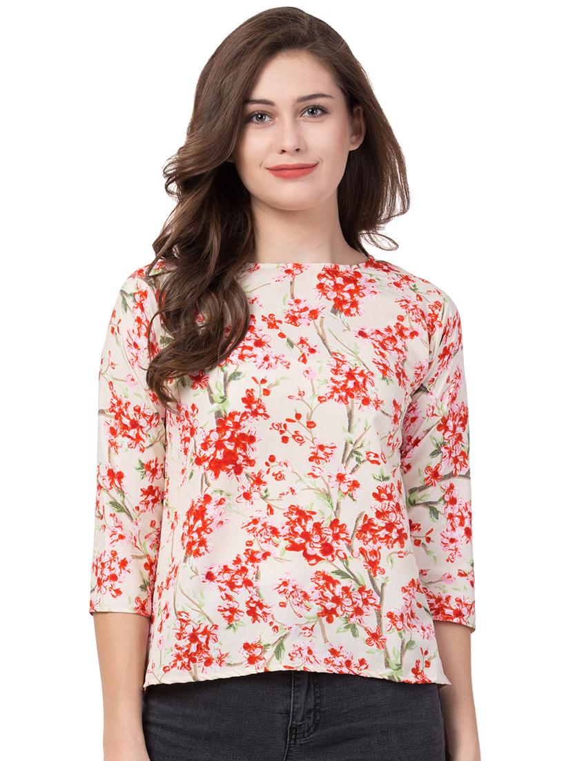 round neck floral top - 16650944 - Zoom Image - 0
