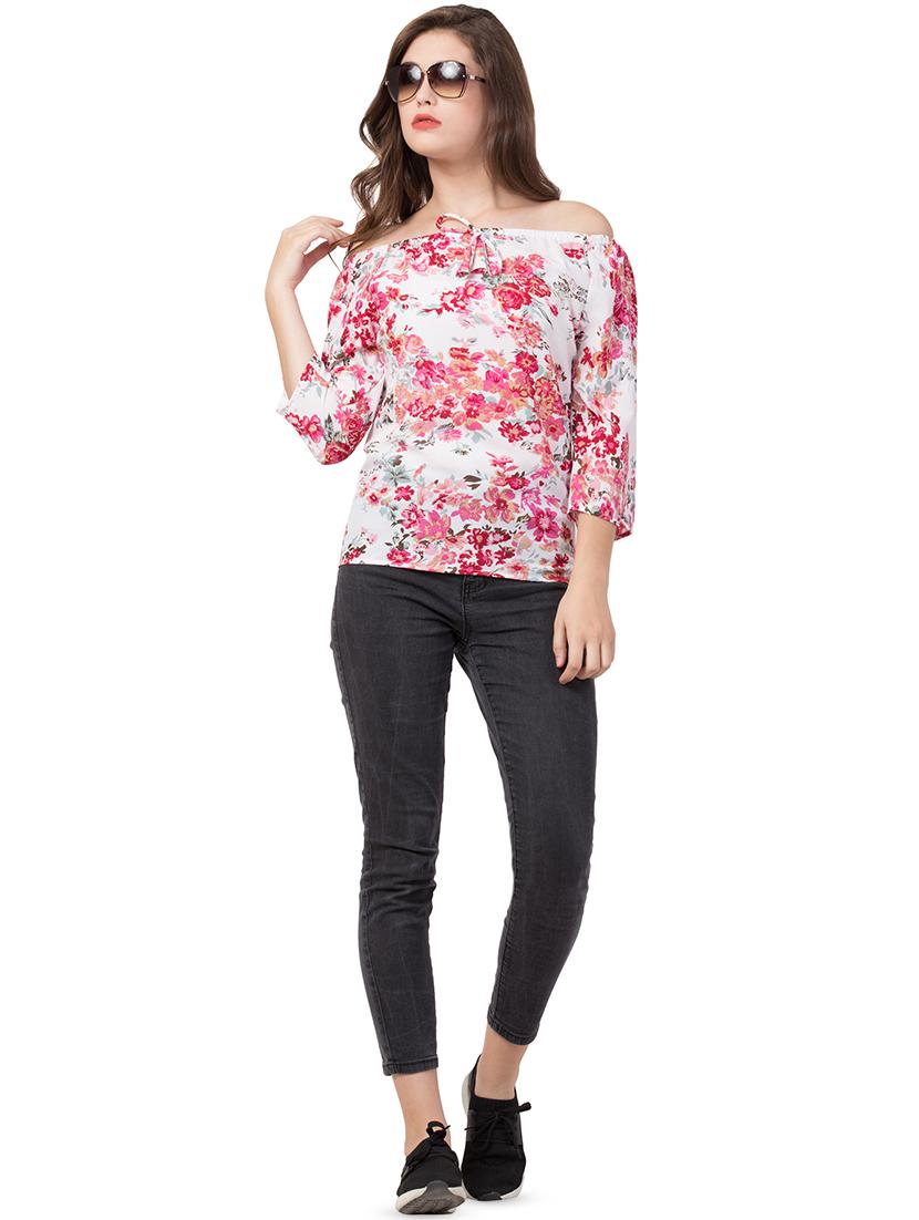 off shoulder floral top - 16650950 - Standard Image - 3