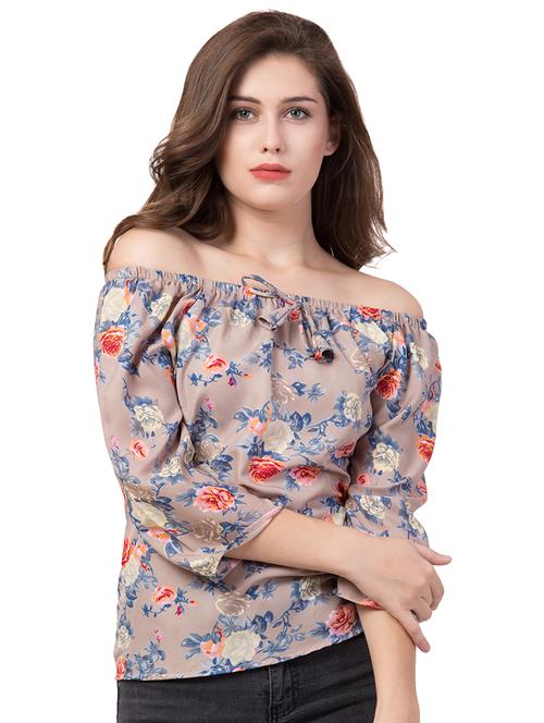 off shoulder floral top  - 16650952 -  Standard Image - 0