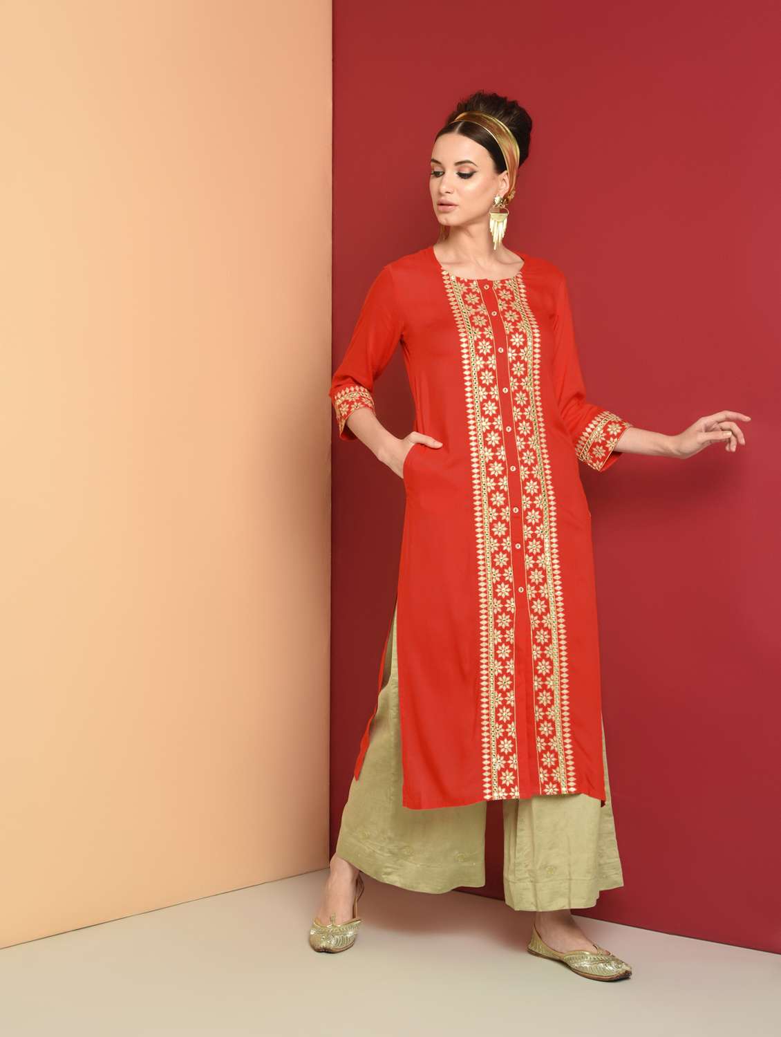 embroidered straight kurta